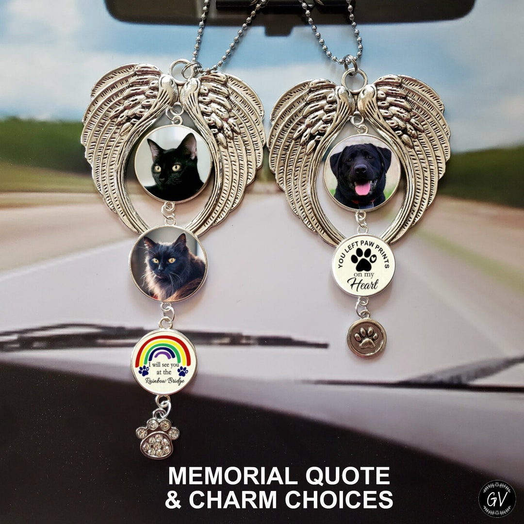 Pet Memorial Memory Car Rear View Mirror Photo Picture Charm, Pet Lover ...