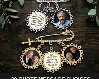 Graduation Memorial Gown Photo Pin, Gold or Silver Crystal Rhinestone Charm, Quote Message Choice, Gown Graduation Ceremony, Graduate Gift