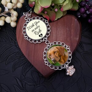 Pet Memorial Photo Car Hanging Charm, Quote Choices, Pet Loving Memory Remembrance Gift for Rear-View Mirror image 5