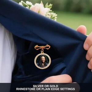 Groom Gift, Wedding Lapel Pin, Wedding Day Gift from Bride, Photo Lapel Pin, Boutonniere Photo Charm, Lapel Picture Bow Pin, Graduation Pin
