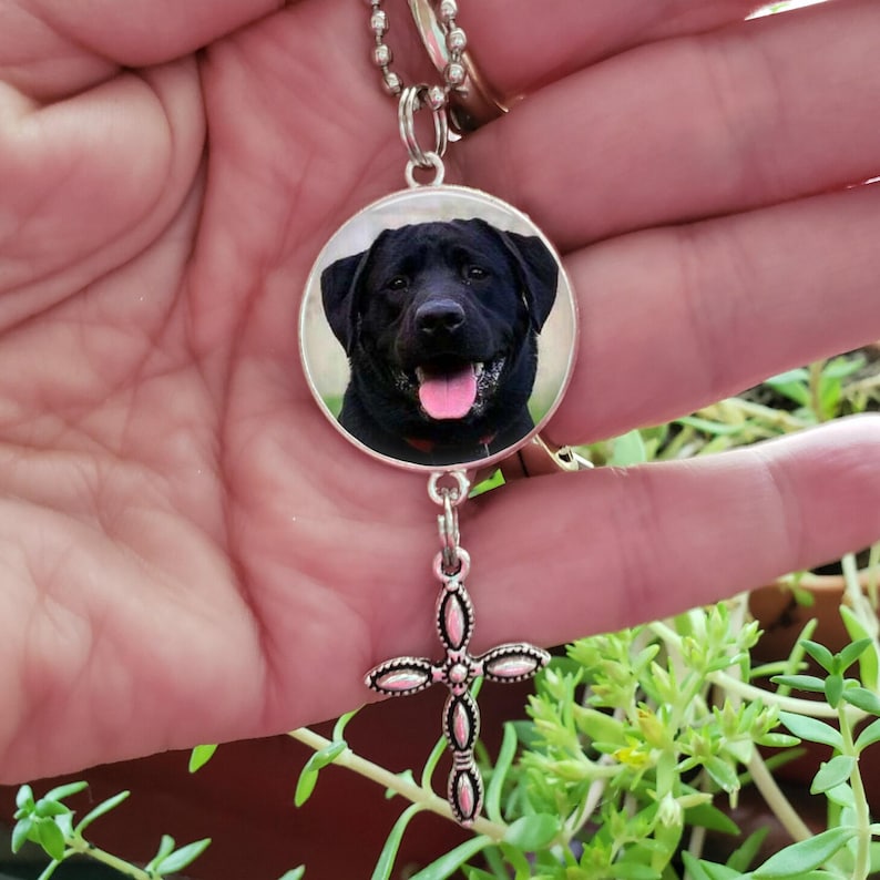 Car Rear View Mirror Photo Memorial Charm, Choose Your Quote, Custom Ornament Hanger Charm, Double Sided Photo Bild 4