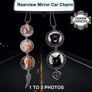 Car Rear View Mirror Photo  Charm, Picture Photo Memorial Ornament Hanger, Personalized Photo Charm, Pet Photo Car Charm