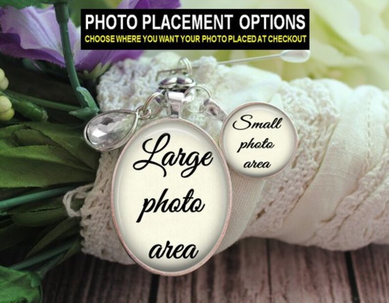 photo placement options Wedding Bouquet Memorial Photo Charm wedding date charm Walk With Me Today Daddy