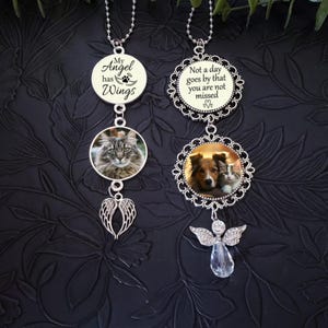 Pet Memorial Photo Car Hanging Charm, Quote Choices, Pet Loving Memory Remembrance Gift for Rear-View Mirror image 4