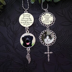 Pet Memorial Photo Car Hanging Charm, Quote Choices, Pet Loving Memory Remembrance Gift for Rear-View Mirror image 7