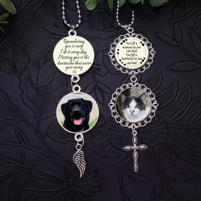 Pet Memorial Photo Car Hanging Charm, Quote Choices, Pet Loving Memory Remembrance Gift for Rear-View Mirror image 7