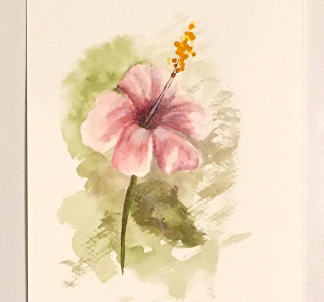 ピンクの花 9x6インチ オリジナル水彩画 花（印刷ではありません