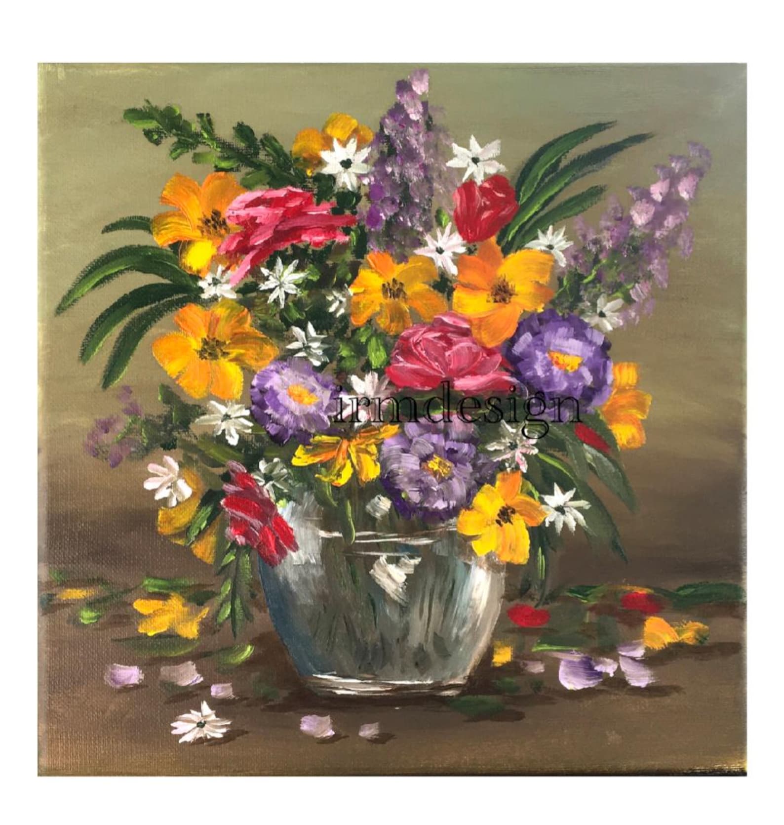 Original Oil Painting Flowers Vase Art Ready Ooak Wall Hanging Gift - Etsy