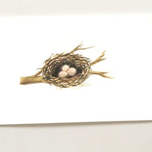 Ovos de ninho de pássaro Pintura original em aquarela (não impressa)