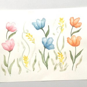 Pink flowers 9x12 inches Original painting watercolor art (not print)