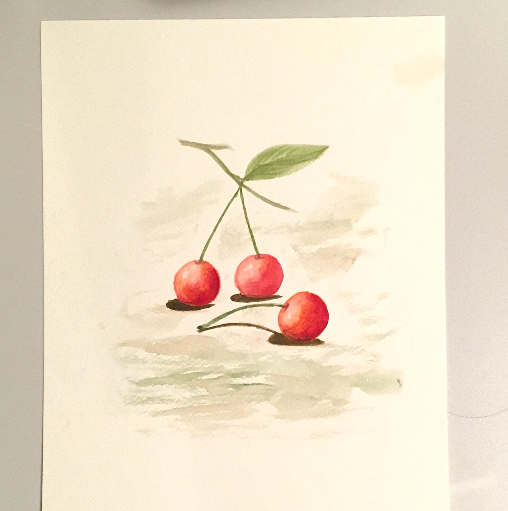 さくらんぼ3個 オリジナル水彩画（印刷ではありません） - Etsy 日本