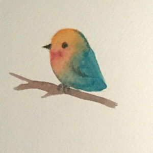 Spedizione gratuita Dipinto originale acquerello arte piccolo uccello (non stampa)