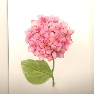 Gratis verzending origineel schilderij aquarel kunst roze hortensia bloemen (niet afdrukken)