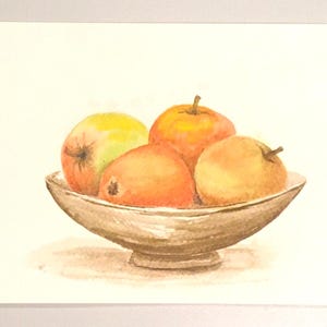 Pommes nature morte 15 x 21 cm, peinture originale, aquarelle (pas d'impression)