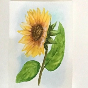 Tournesol 6 x 9 pouces Peinture originale aquarelle (pas d'impression)