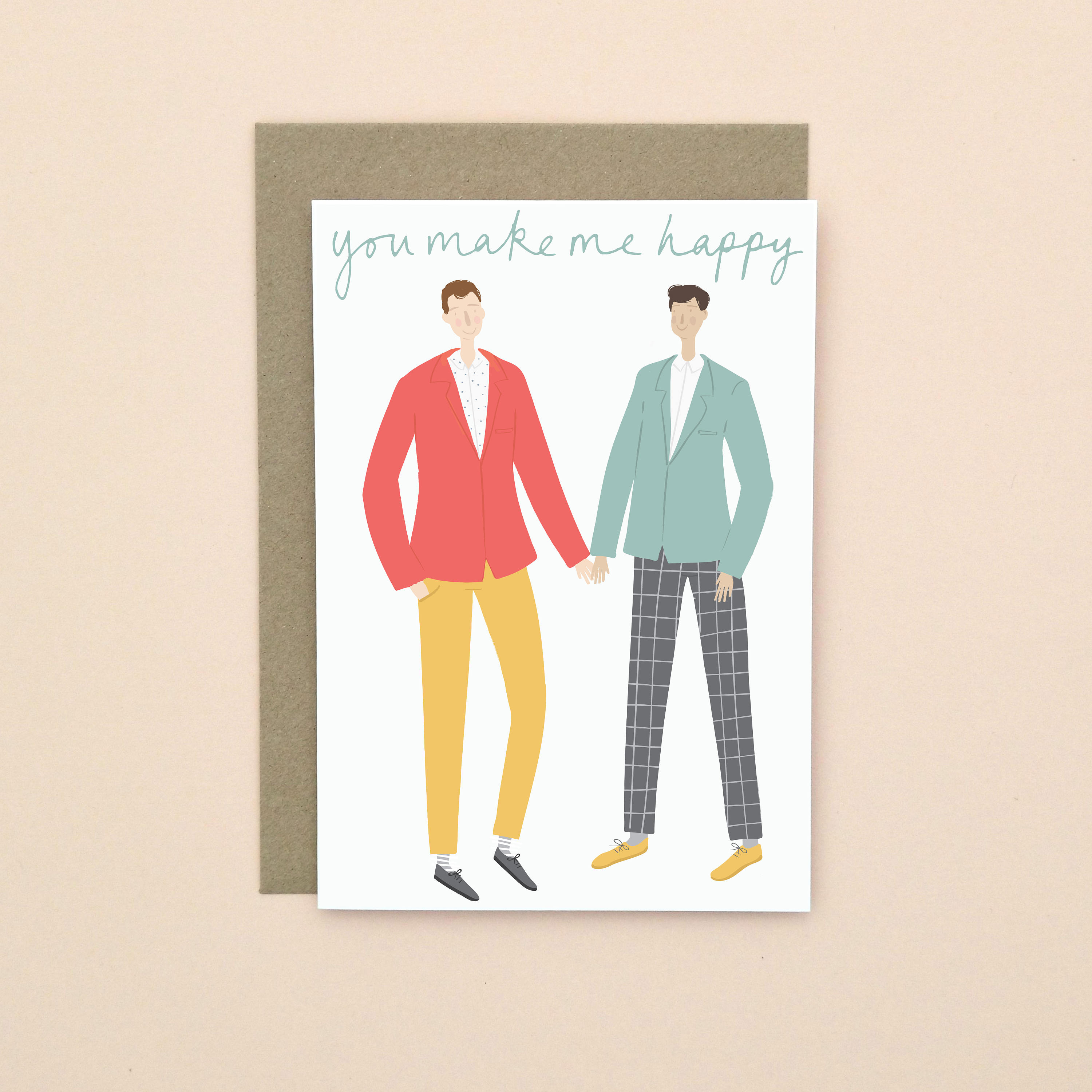 Illustrated Couple Valentine's Card A6 Gay Men | Etsy