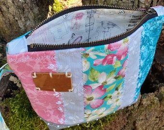 Springtime flowers clutch purse - makeup bag, toiletry bag, travel bag