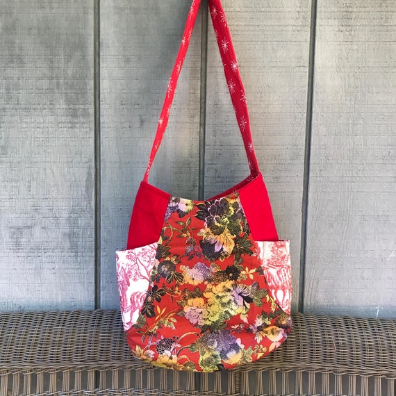 Red Shoulder Bag Many Patterns Many Pockets Featuring a Goat. Etsy