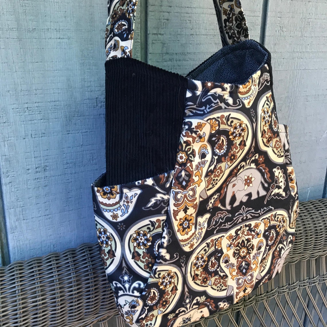 Shoulder Bag With Elephant Print Brown and Black Many Etsy