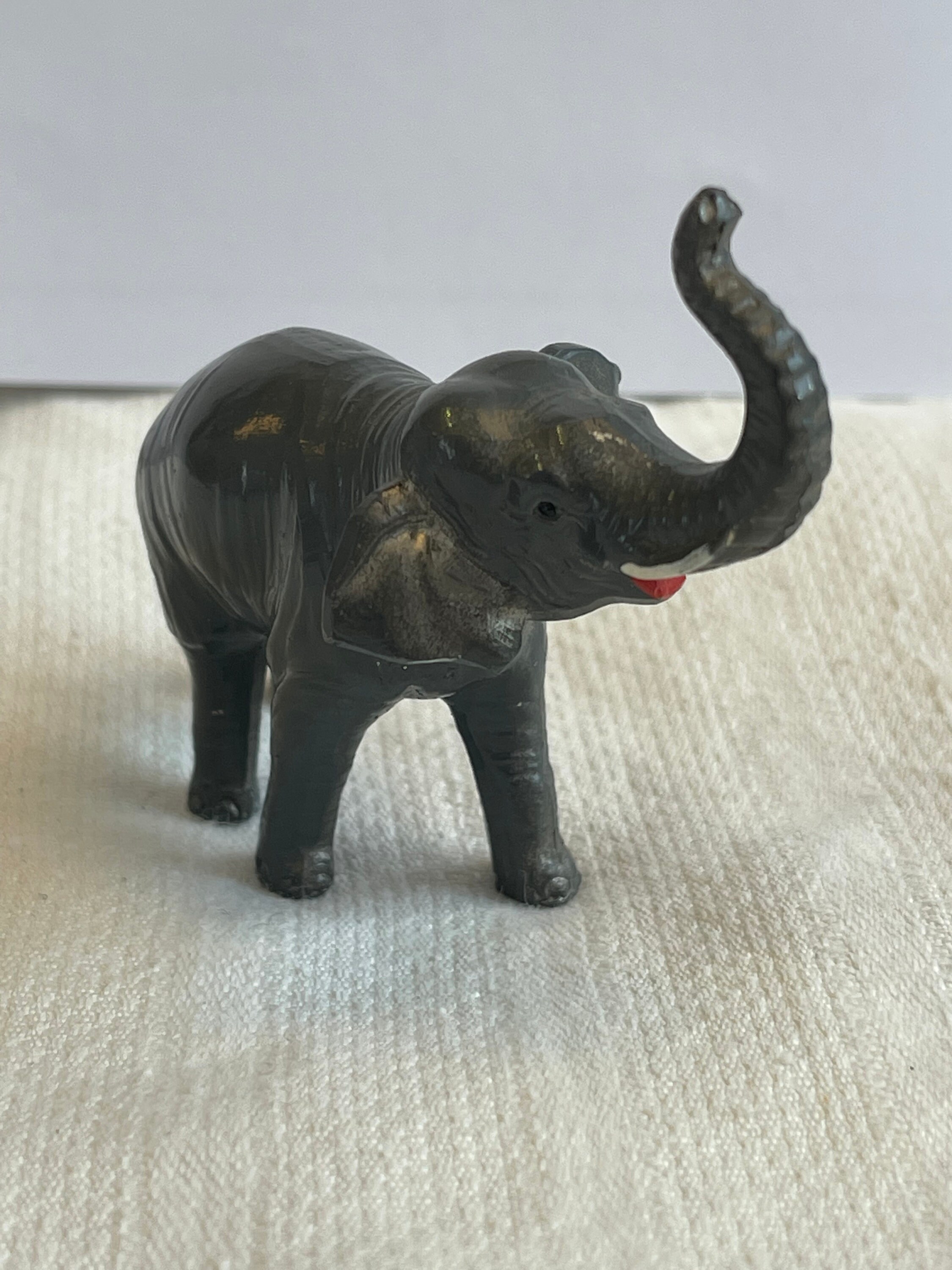 Antique Cast Iron Painted Safari Elephant Figurine Etsy