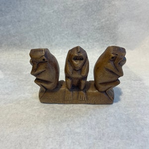 Mid century wooden monkey figurines