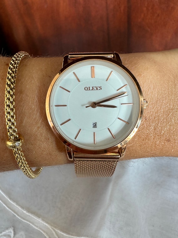 OLEVS Women Quartz Watch Minimalist Waterproof Decoration Mesh Belt Watch