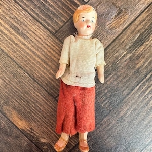 Antique Porcelain Doll 1920s With Jointed Arms And Legs