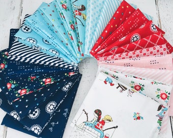 Riley Blake Fabric Pixie Noel Christmas Kiss Aqua HALF METRE