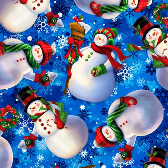 Whirlwind- 1/2 Yard Increments, Cut Continuously (28869 Y - Snowmen) QT Fabrics