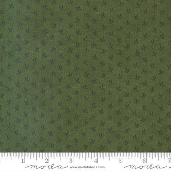 Joyful Gatherings-1/4 Yard (49212-16 Triple Leaf Ditsy Evergreen) by Primitive Gatherings for Moda