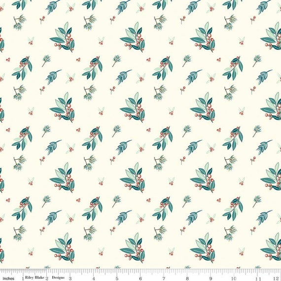 Arrival of Winter- 1/2 Yard Increments, Cut Continuously (C13521 Branches Cream) by Sandy Gervais for Riley Blake Designs