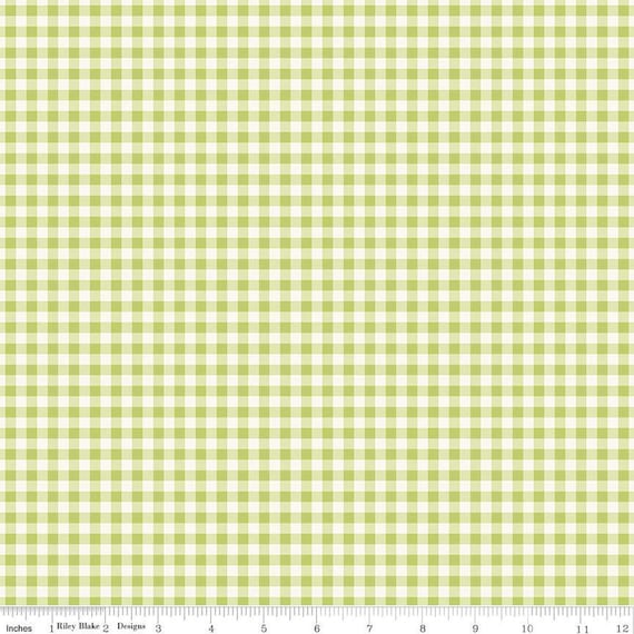 Picnic Florals-1/2 Yard Increments, Cut Continuously (C14614 Gingham Green) by My Mind's Eye for Riley Blake Designs