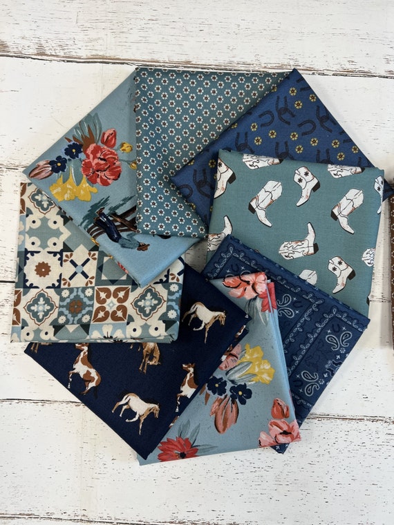 Wild Rose-Half Yard Bundle (8 Blue Fabrics) by Riley Blake Designs