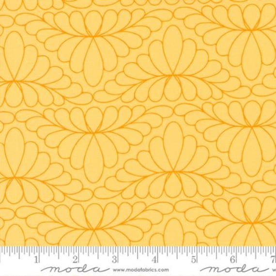 Rainbow Sherbet-1/2 Yard Increments, Cut Continuously (45020-31 Feather Arc Geometrics Butterscotch) by Sariditty for Moda