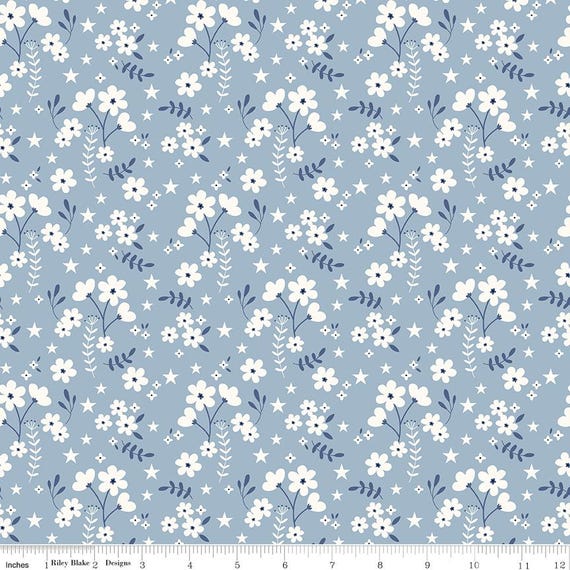 Freedom Garden - 1/2 Yard Increments, Cut Continuously (C15625 Ditsy Floral Sky) by My Mind's Eye for Riley Blake Designs