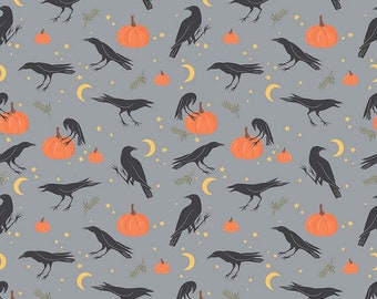 Sophisticated Halloween-1/2 Yard Increments, Cut Continuously (C14621 Vintage Crows Fog) by My Minds Eye for Riley Blake Designs