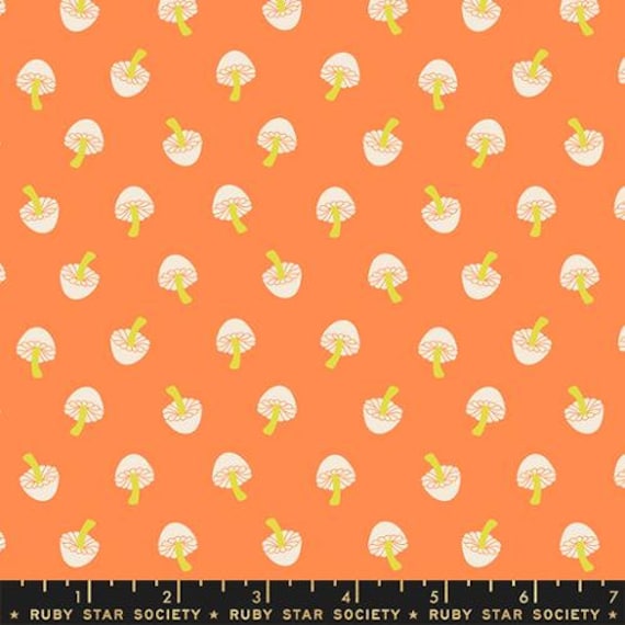 Tiny Frights - 1/2 Yard Increments, Cut Continuously (RS5118-13 Tiny Mushrooms Pumpkin) by Ruby Star Society