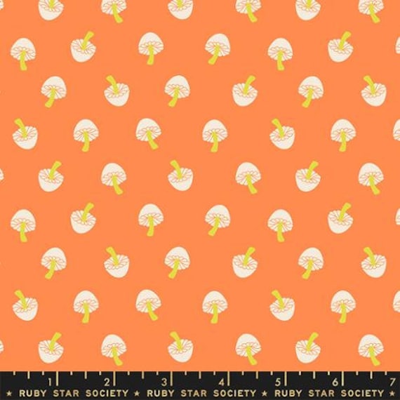 Tiny Frights - 1/2 Yard Increments, Cut Continuously (RS5118-13 Tiny Mushrooms Pumpkin) by Ruby Star Society