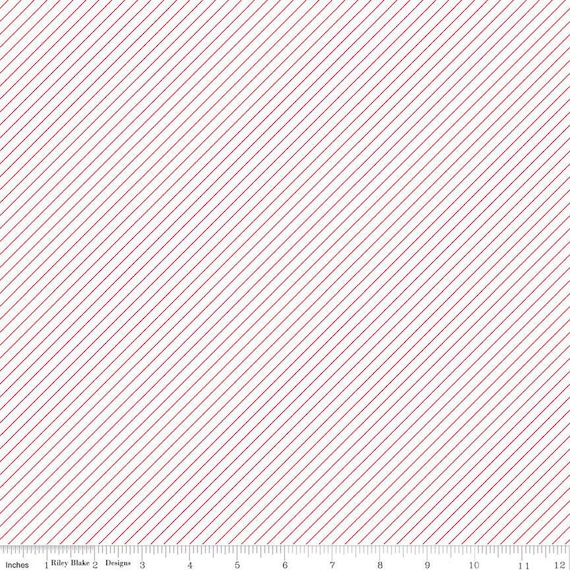Cheerfully Red-1/2 Yard Increments, Cut continuously (C13314 Red Stripe White) by Christopher Thompson for Riley Blake Designs