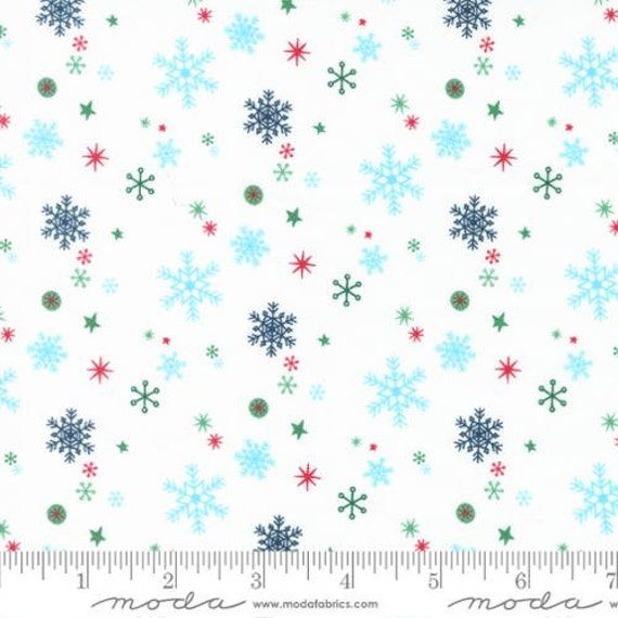 Hello Holidays - 1/2 Yard Increments, Cut Continuously (35374-11 Snowflakes Snow) by Abi Hall for Moda