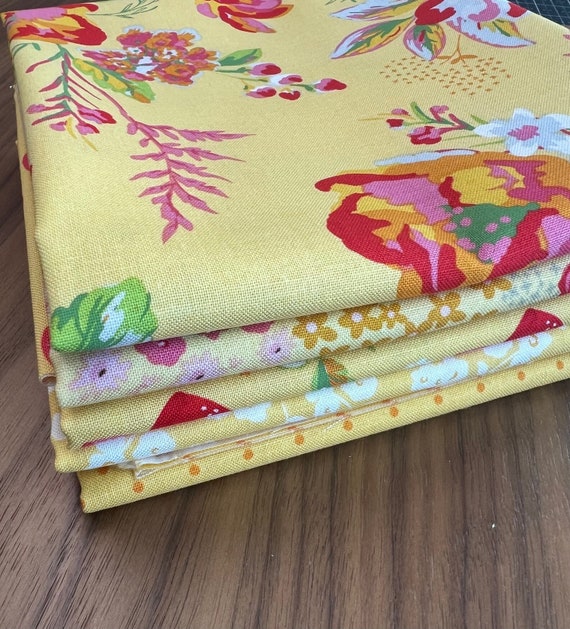 Picnic Florals - Half Yard Bundle (5 Yellow Fabrics) by My Mind's Eye for Riley Blake Designs