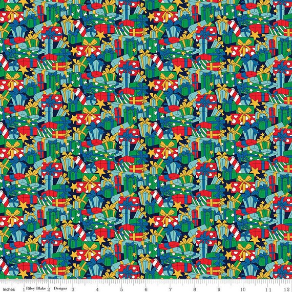 Deck the Halls - 1/2 Yard Increments, Cut Continuously (01666885B Present Surprise B) Liberty Fabrics for Riley Blake Designs