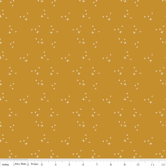 Blush 'n Butterscotch-1/2 Yard Increments, Cut Continuously (C15596 Cross Sparkles Butterscotch) Simple Simon & Company for Riley Blake