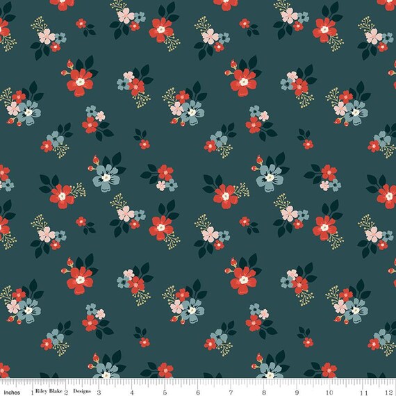 Vintage Charm - 1/2 Yard Increments, Cut Continuously (C15271 Floral Midnight) by Dani Mogstad for Riley Blake Designs
