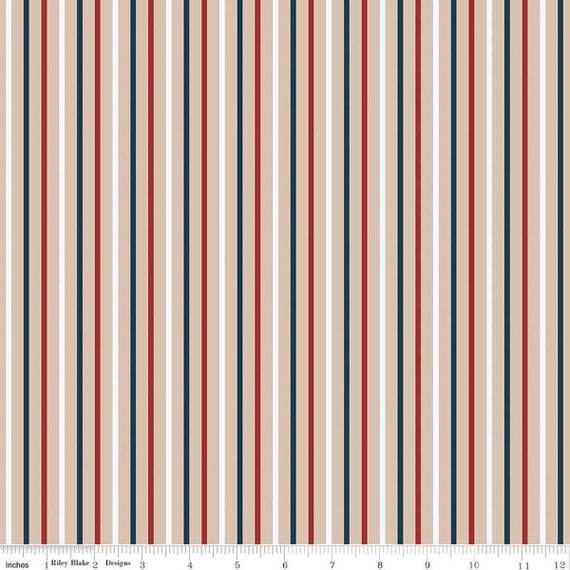 Red, White and True -1/2 Yard Increments, Cut Continuously (C13188 Stripes Beach) by Dani Mogstad for Riley Blake Designs