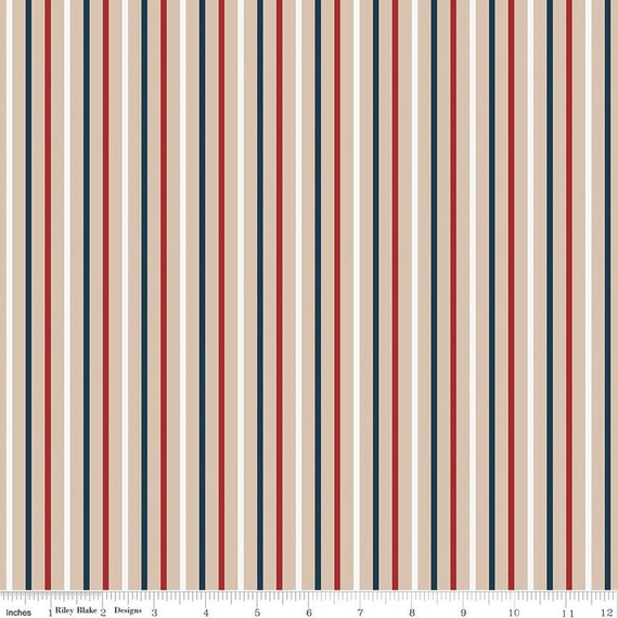 Red, White and True -1/2 Yard Increments, Cut Continuously (C13188 Stripes Beach) by Dani Mogstad for Riley Blake Designs