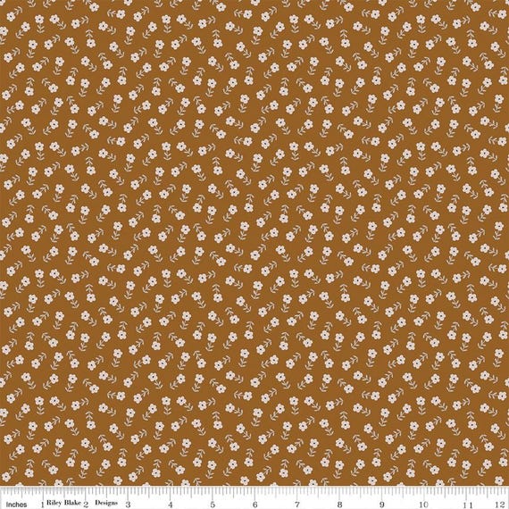Blush 'n Butterscotch-1/2 Yard Increments, Cut Continuously (C15594 Ditsy Floral Cinnamon) Simple Simon & Company for Riley Blake Designs