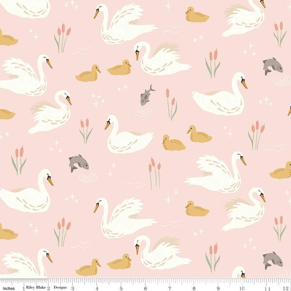 Little Swan-1/2 Yard Increments, Cut Continuously (C13740 Main Blush) by Little Forest Atelier for Riley Blake Designs