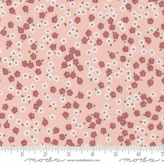 Evermore-1/2 Yard Increments, Cut Continuously (43154-12 Forget Me Not Ditsy Strawberry Cream) by Sweetfire Road for Moda