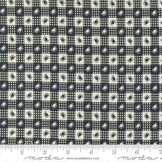 Owl O Ween-1/2 Yard Increments, Cut Continuously (31194-17 Spider Gingham Checks Midnight) by Urban Chiks for Moda
